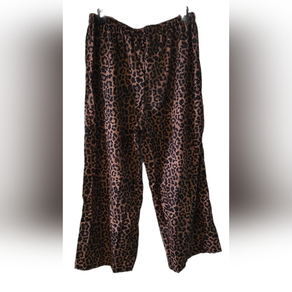 🆕️OYOANGLE Women's Plus Size Leopard Print Wide Leg Pants sz 2XL - Picture 2 of 4